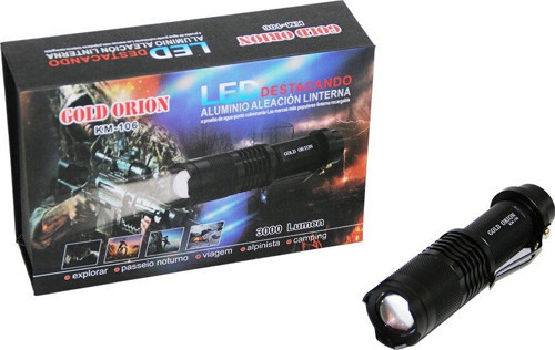 GOLD ORION KM-106 ZOOMLU EL FENERİ FİŞLİ PİL ŞARJ CİHAZLI SİYAH METAL KASA 12.5CM 3000 LUMEN (4401)