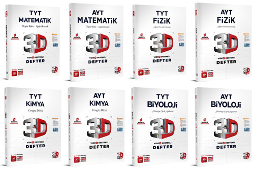 3D Yayınları 2024 Tyt Ayt Matematik + Fizik + Kimya + Biyoloji Video Destekli Defteri Seti 8 Kitap