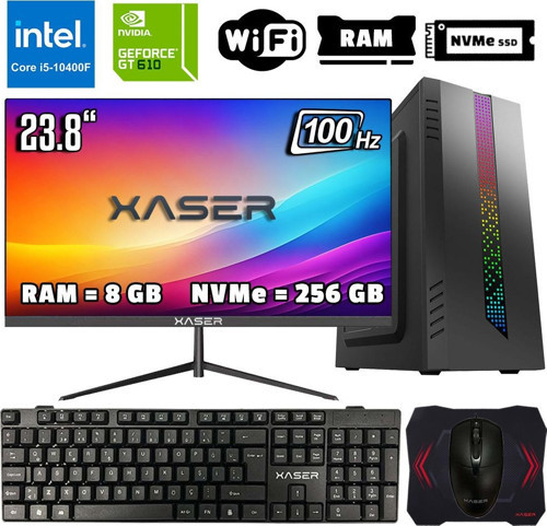 Xsr1045 i5 10400F 8GB Ram 256GB M.2 NVMe SSD 2GB GT610 Ekran Kartı 23.8" Monitör Masaüstü Ofis Bilgisayarı