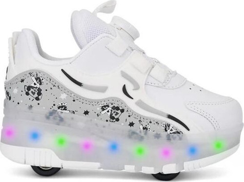Beyaz Işıklı Patenli Ortopedik Unisex Çocuk Spor Ayakkabı Nils