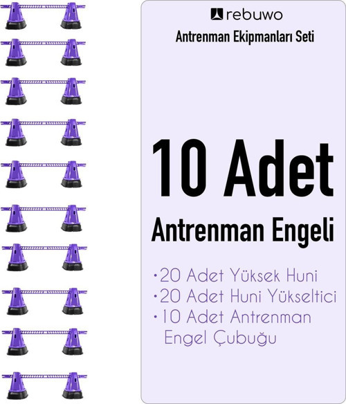10'lu Çok Fonksiyonlu Yükselticili Yüksek Huni Antrenman Atlama Engel Seti