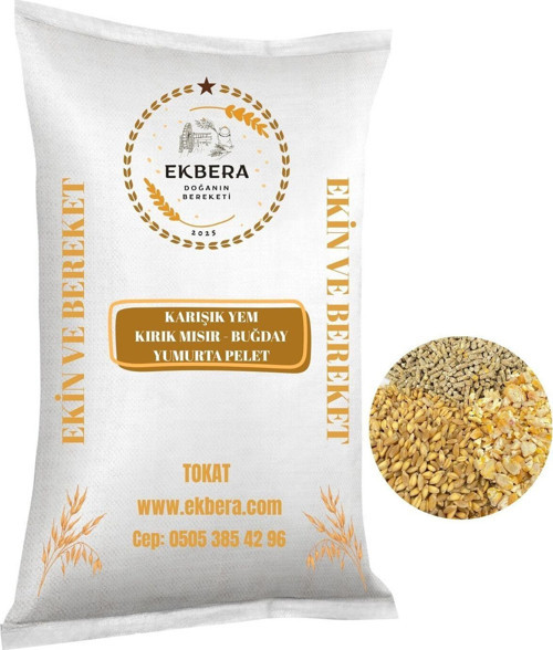 - Kırık Mısır, Buğday Ve Yumurta Pelet Karışık Yem (Tavuk, Kaz, Ördek Vb.) - 25 Kg