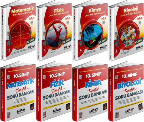 Miray 2026 10. Sınıf Matematik + Fizik + Kimya + Biyoloji Ders Anlatım Fasikülleri + Tematik Soru 8 Kitap