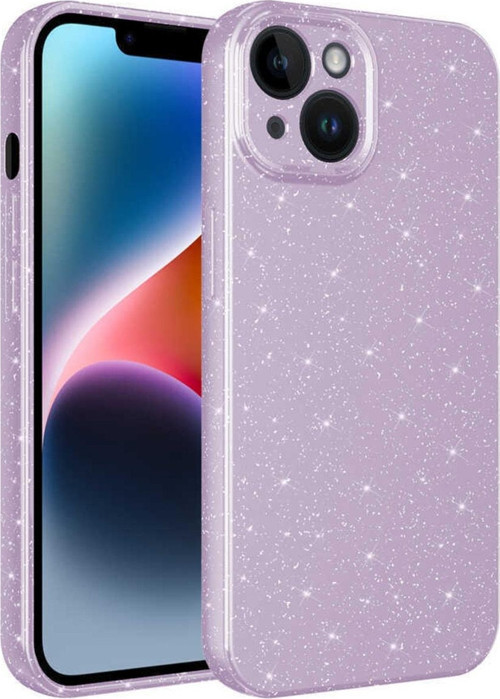Apple Iphone 12 Ile Uyumlu Kılıf Kamera Korumalı Simli Lüks Koton Kapak Lila
