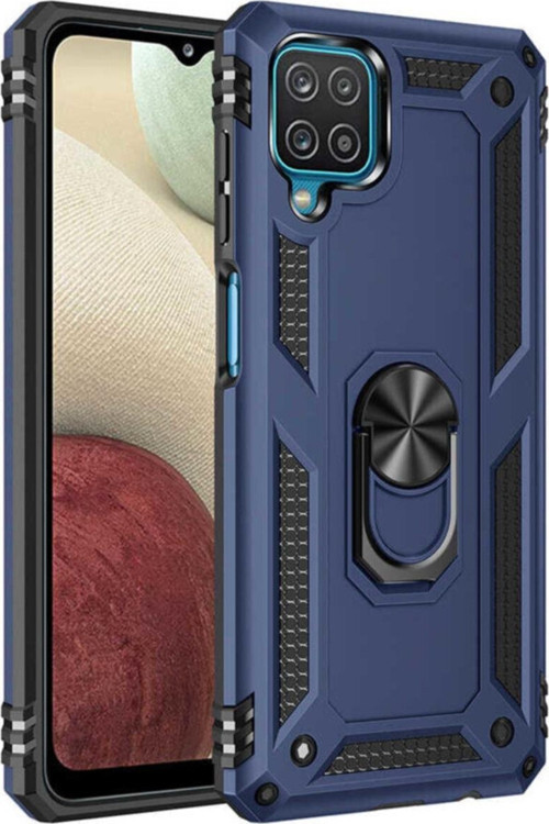 Galaxy A12 Shockproof Yüzük Tutuculu Vega Mavi