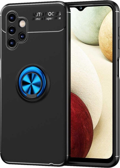 Galaxy A13 4gkılıf Ravel Yüzük Tutuculu Standlı Silikon Siyah-mavi