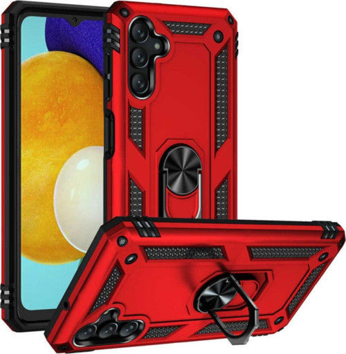 Galaxy A13 Kılıf Shockproof Yüzük Tutuculu Vega Kırmızı