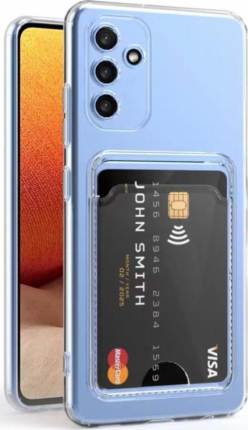 Galaxy A14 ile uyumlu Kılıf Şeffaf ve Pürüzsüz Kartlıklı Şeffaf Z-Setra Clear Silikon Kapak