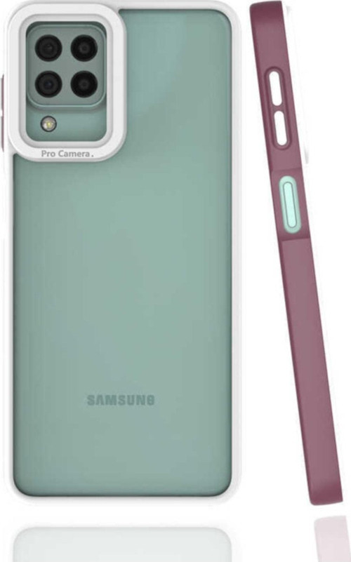 Galaxy A22 4g Kılıf Kamera Korumalı Mat Yüzeyli Mimi Kapak Mürdüm