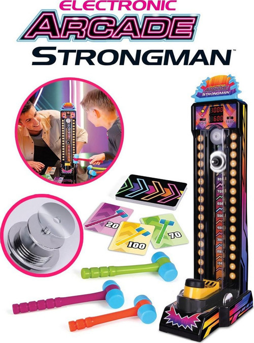 Sesli Elektronik Strongman Çekiç Oyunu 50 cm - 4 Modlu, Skor Göstergeli, 3 Çekiçli Arcade