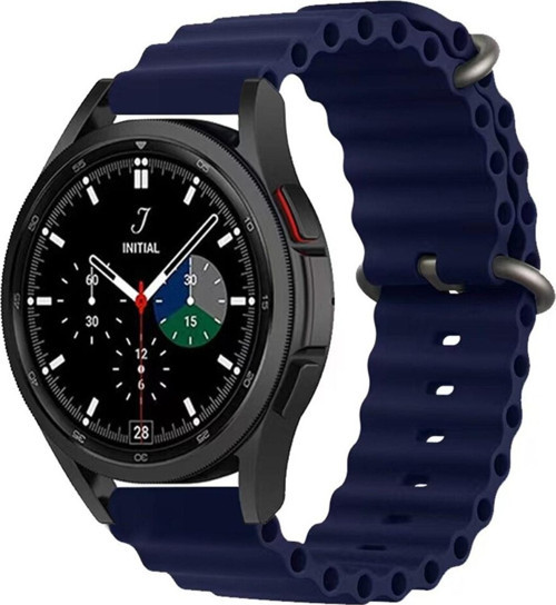 Amazfit Gtr Ile Uyumlu 42mm Quintessential Kabartmalı Metal Tokalı Kordon Midnight Blue