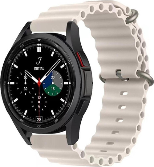 Amazfit Gts Ile Uyumlu 42mm Quintessential Kabartmalı Metal Tokalı Kordon Starlight