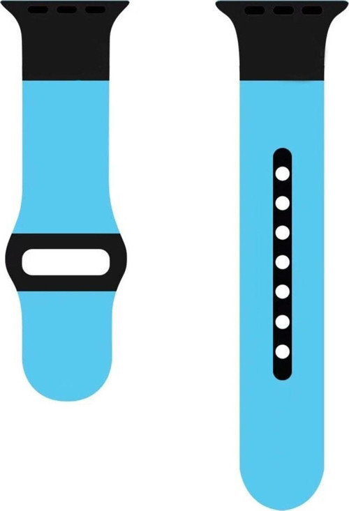 Apple Watch 7 Ile Uyumlu 45mm Kordon Kumaş Çift Renk Saat Kordonu Spor Kayış Mavi