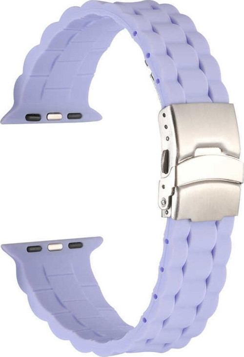 Apple Watch 4 Ile Uyumlu Kordon 38-40mm Metal Toka Delikli Ayarlanabilir Panoply Silikon Kayış Lila