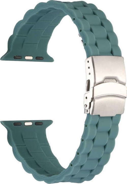 Apple Watch 4 Ile Uyumlu Kordon 42-44mm Metal Toka Delikli Ayarlanabilir Panoply Silikon Kayış