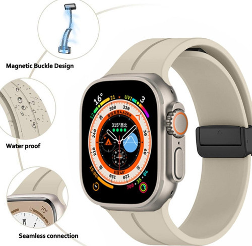 Apple Watch 4 ile uyumlu Kordon 42mm Katlanabilir Mıktanıslı Tokalı Ethereal Spor Kayış Kordon