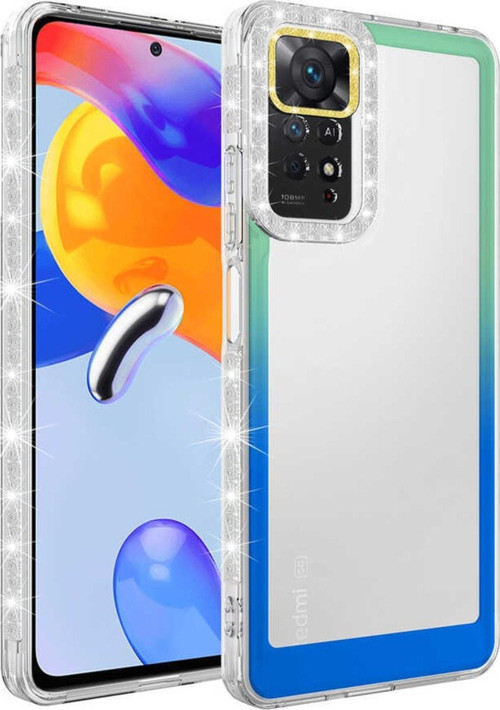 Xiaomi Redmi Note 11 Ile Uyumlu Kılıf Taşlı Ve Renk Geçiş Tasarımlı Lens Korumalı Park Kapak