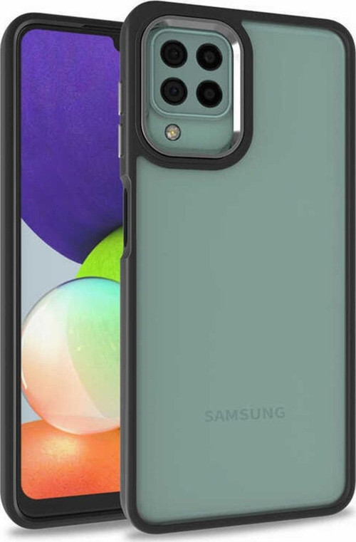 Galaxy A12 Ile Uyumlu Kılıf Kontrast Renk Tasarımlı Cynosure Kapak Siyah