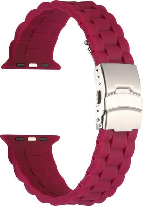 Apple Watch 5 Ile Uyumlu Kordon 38-40mm Metal Toka Delikli Ayarlanabilir Panoply Silikon Kayış