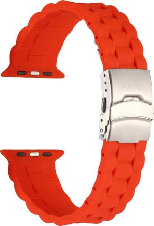 Apple Watch 5 Ile Uyumlu Kordon 42-44mm Metal Toka Delikli Ayarlanabilir Panoply Silikon Kayış