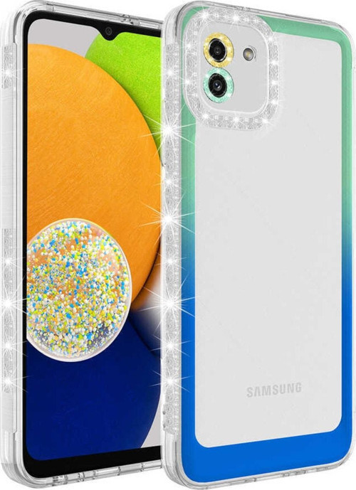 Galaxy A03 Ile Uyumlu Kılıf Taşlı Ve Renk Geçiş Tasarımlı Lens Korumalı Park Kapak