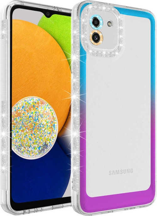 Galaxy A03 Ile Uyumlu Kılıf Taşlı Ve Renk Geçiş Tasarımlı Lens Korumalı Park Kapak