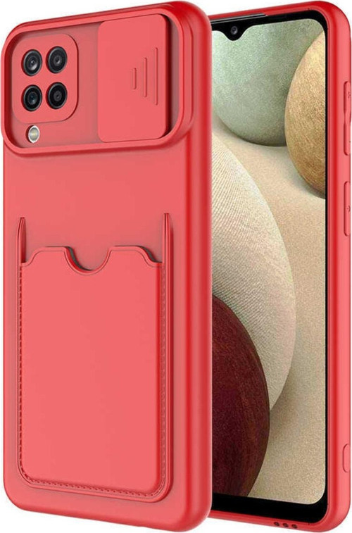 Galaxy M22 Kılıf Kamera Korumalı Ve Kart Gözlü Artiks Kapak Kırmızı