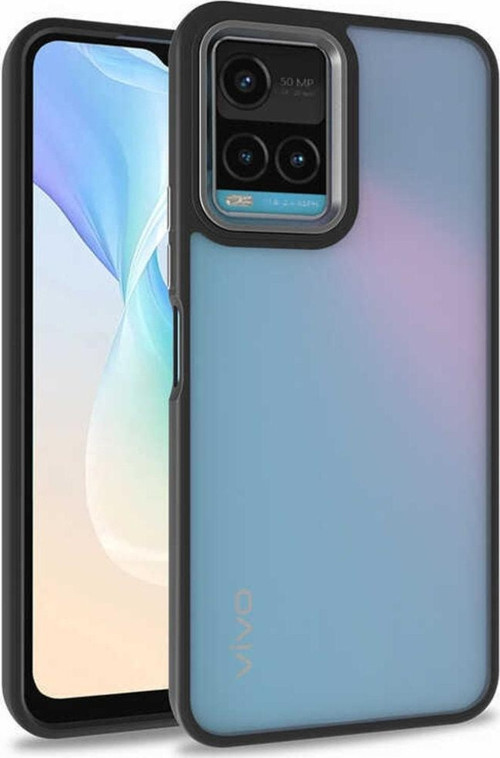 Vivo Y33s Ile Uyumlu Kılıf Kontrast Renk Tasarımlı Cynosure Kapak Siyah