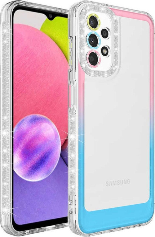 Galaxy A73 Ile Uyumlu Kılıf Taşlı Ve Renk Geçiş Tasarımlı Lens Korumalı Park Kapak