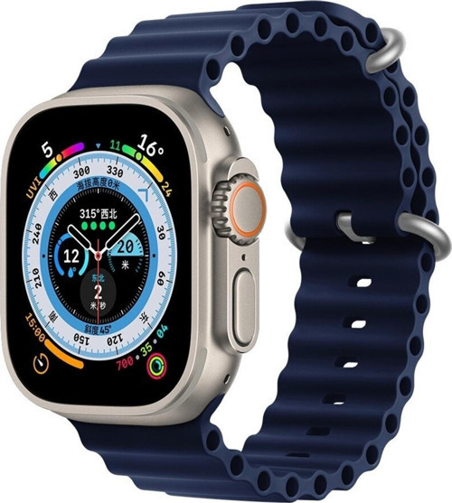 Watch 7 Ile Uyumlu Okyanus Quintessential 41 Mm Kabartmalı Metal Tokalı Kordon Lacivert