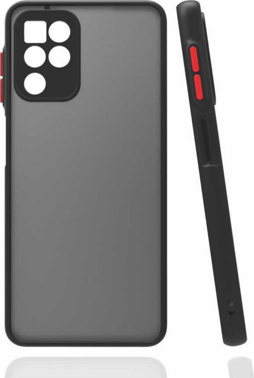 Galaxy M32 Ile Uyumlu Kılıf Lastik Desen Kenar Kamera Korumalı Arkası Şeffaf Halx Siyah