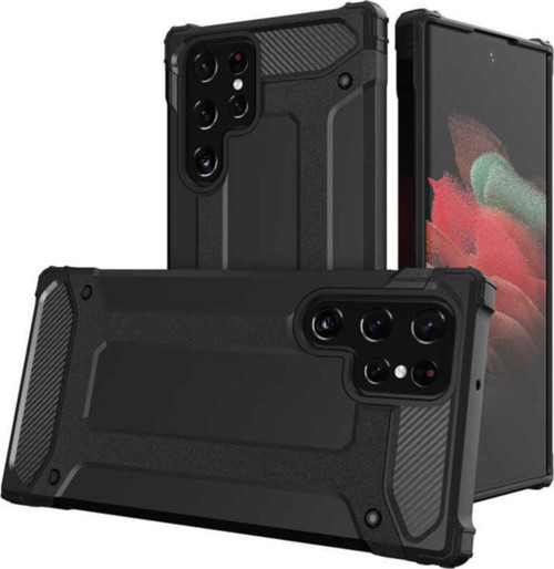 Galaxy S22 Ultra Kılıf Shockproof Zırh Koruma Siyah