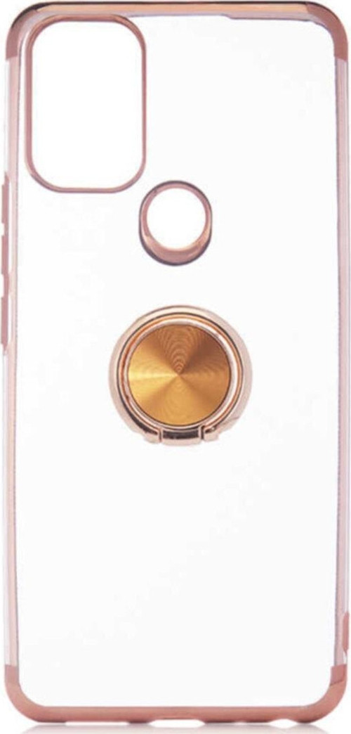 General Mobile 21 Pro Uyumlu Kılıf Dört Köşeli Yüzük Tutuculu Şeffaf Silikon Reverse Gold