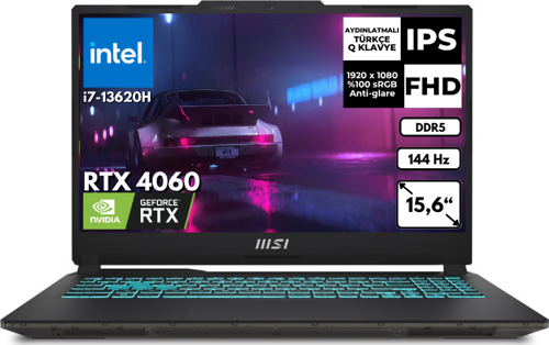 Cyborg 15 i7-13620H 40 GB 2 TBSSD 8GB RTX4060 15.6" 144Hz FHD FreeDos Gaming Laptop A13VF-892XTRAT19