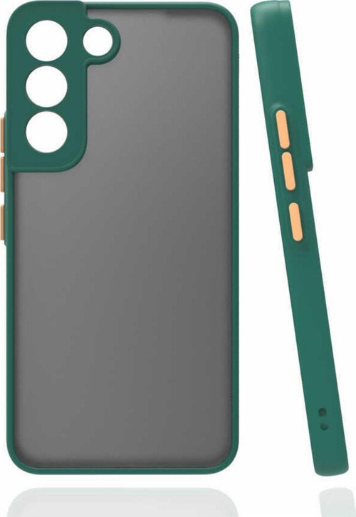 Galaxy S22 Plus Ile Uyumlu Kılıf Lastik Desen Kenar Kamera Korumalı Arkası Şeffaf Halx Koyu Yeşil