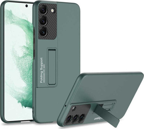 Galaxy S22 Plus Ile Uyumlu Kılıf Mat Görünümlü Kalem Bölmeli Stand Olabilen Koyu Yeşil
