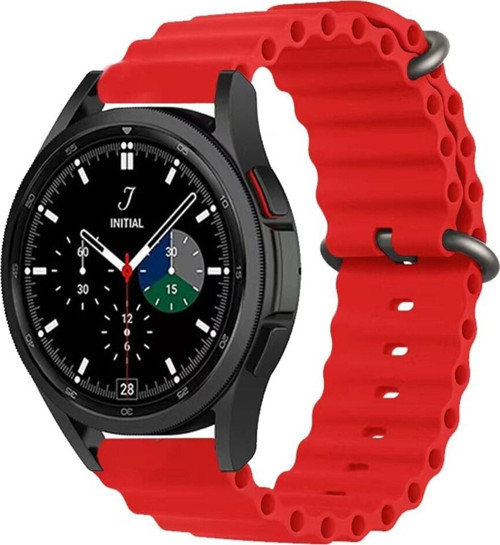Galaxy Watch 3 Ile Uyumlu 41mm Quintessential Kabartmalı Metal Tokalı Kordon Kırmızı