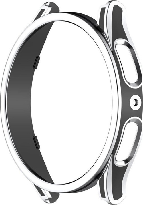 Galaxy Watch 5 Ile Uyumlu 40mm Sert Pc Kasa Koruma Watch 5 Ile Uyumlu Gard Çerçeve Silver-black