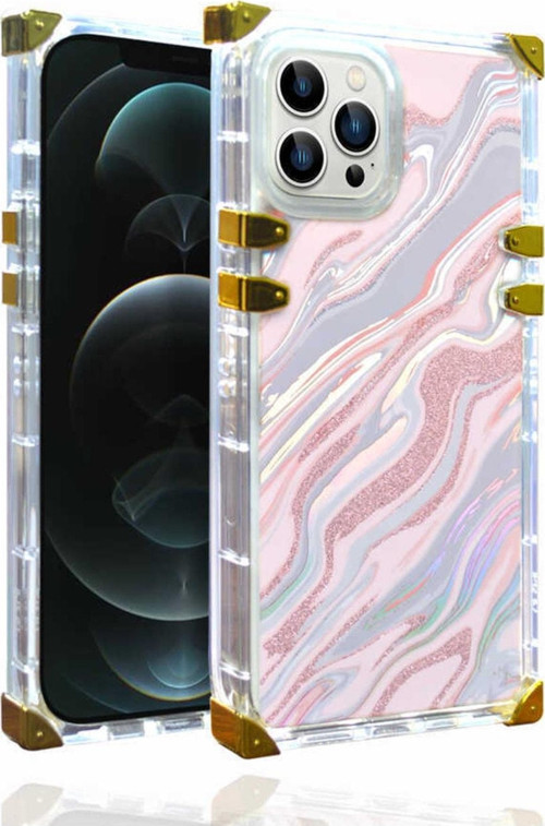 Iphone 13 Pro Max Ile Uyumlu Kılıf Desenli Ebruli Dalga Desenli Mesmerizing Kılıf Pembe