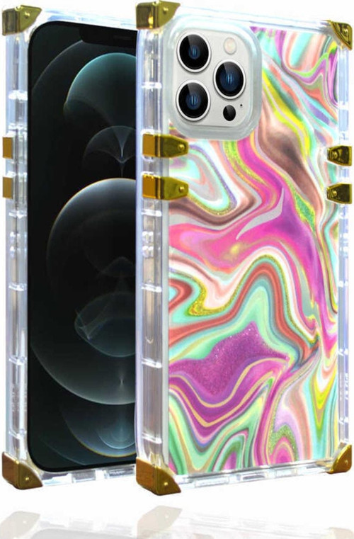 Iphone 13 Pro Max Ile Uyumlu Kılıf Desenli Ebruli Dalga Desenli Mesmerizing Kılıf Pembe Koyu