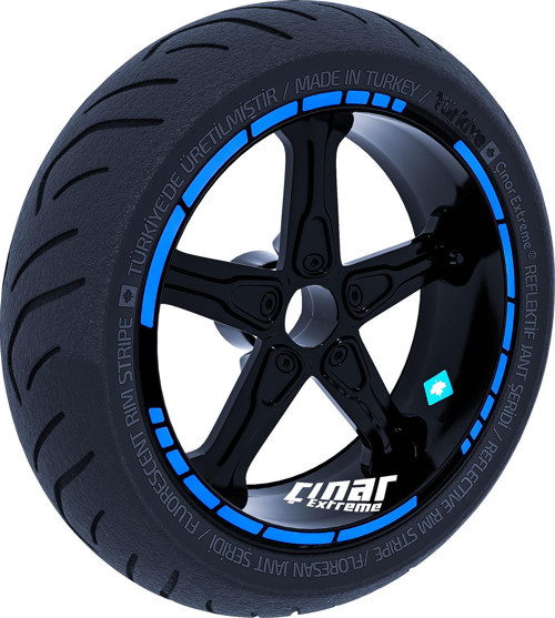Moto GP Stili Azur Mavi Jant Şeridi Sticker Çınar Extreme