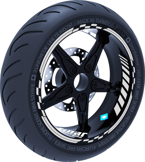 Reflektif Beyaz (Gri) Moto GP İç Dış Jant Şeridi Takım Sticker Çınar Extreme