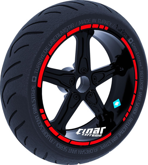Reflektif Kırmızı Moto GP Stili Jant Şeridi Sticker Çınar Extreme