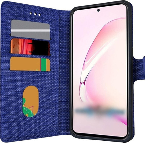 Samsung Galaxy A34 Ile Uyumlu Kılıf Stand Olan Kartvizitli Ve Para Gözlü Kumaş Desen Cüzdan Kılıf