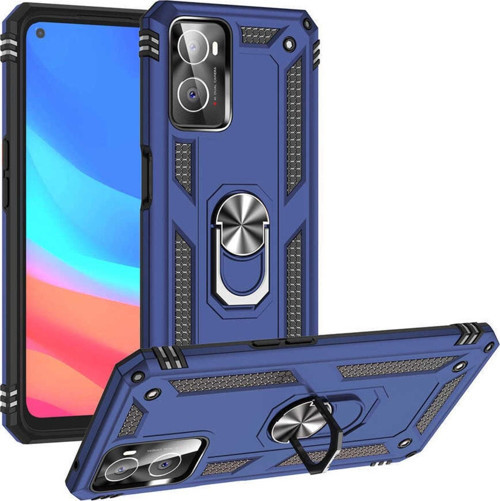 Oppo A36 Ile Uyumlu Kılıf Shockprof Yüzük Tutuculu Vega Mavi