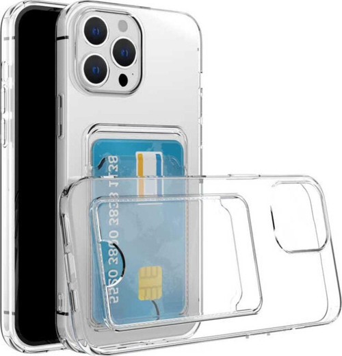 iPhone 14 Pro Max ile uyumlu Kılıf Şeffaf ve Pürüzsüz Kartlıklı Şeffaf Z-Setra Clear Silikon Kapak