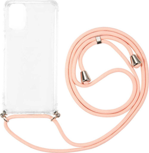 Pembe Galaxy A71 Renkli Ipli Boyun Askılı Şeffaf Silikon Kılıf