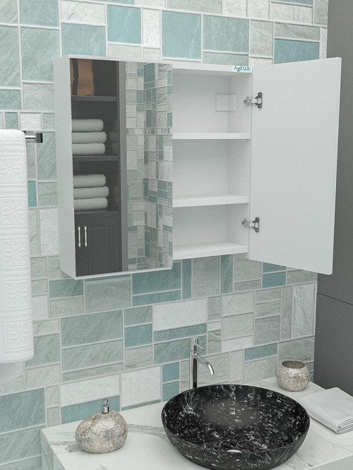 Furniture Lavabo Üstü Aynalı 2 Kapaklı Banyo Dolabı Azr-6015