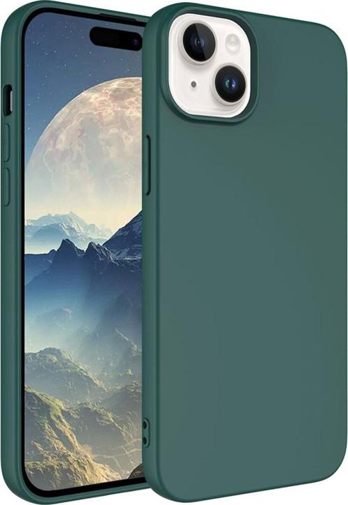 iPhone 15 Plus ile Uyumlu Kılıf Kadife Iç Yüzey Silikon Z-Mara Lansman Vieri Kılıf Koyu Yeşil