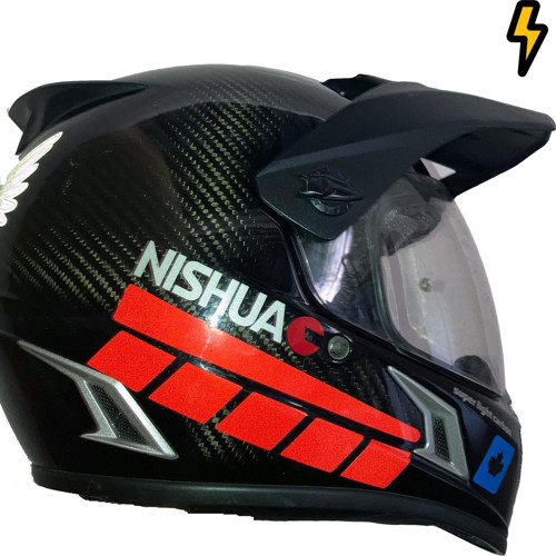 Şerit Tasarımlı Reflektif Kırmızı Motosiklet Kask Sticker Çınar Extreme